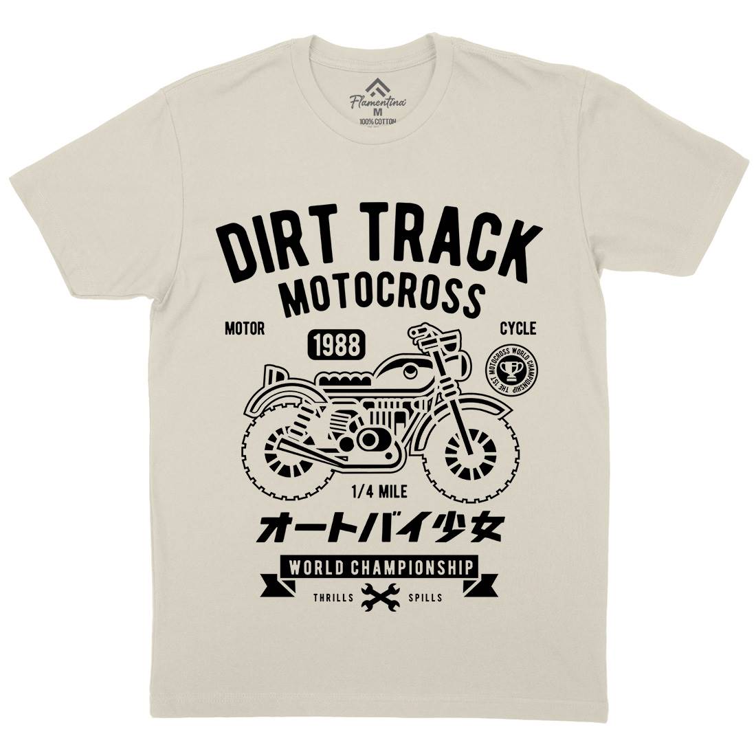 Dirt Track Mens Organic Crew Neck T-Shirt Motorcycles A224