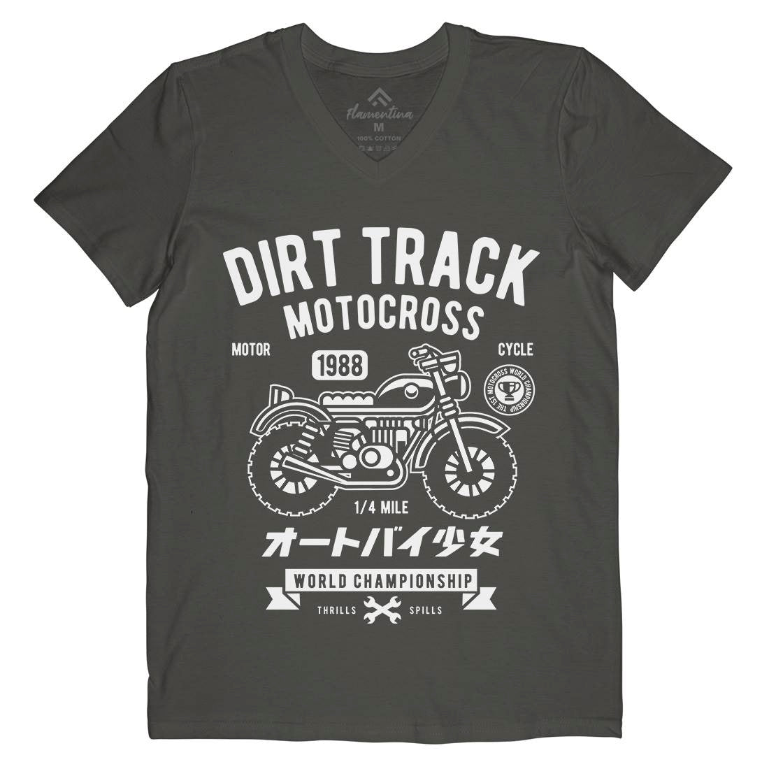 Dirt Track Mens V-Neck T-Shirt Motorcycles A224