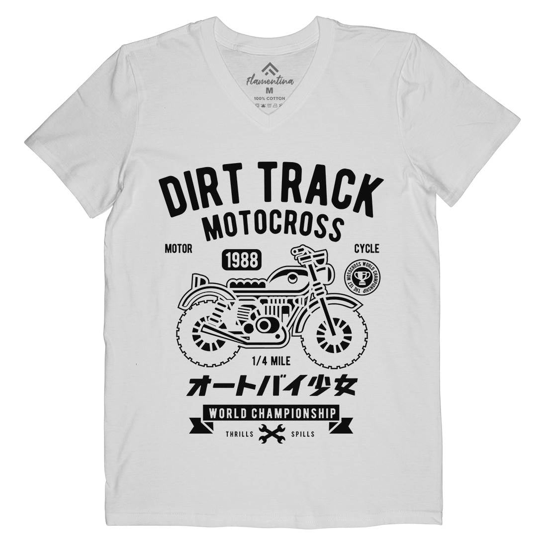 Dirt Track Mens Organic V-Neck T-Shirt Motorcycles A224