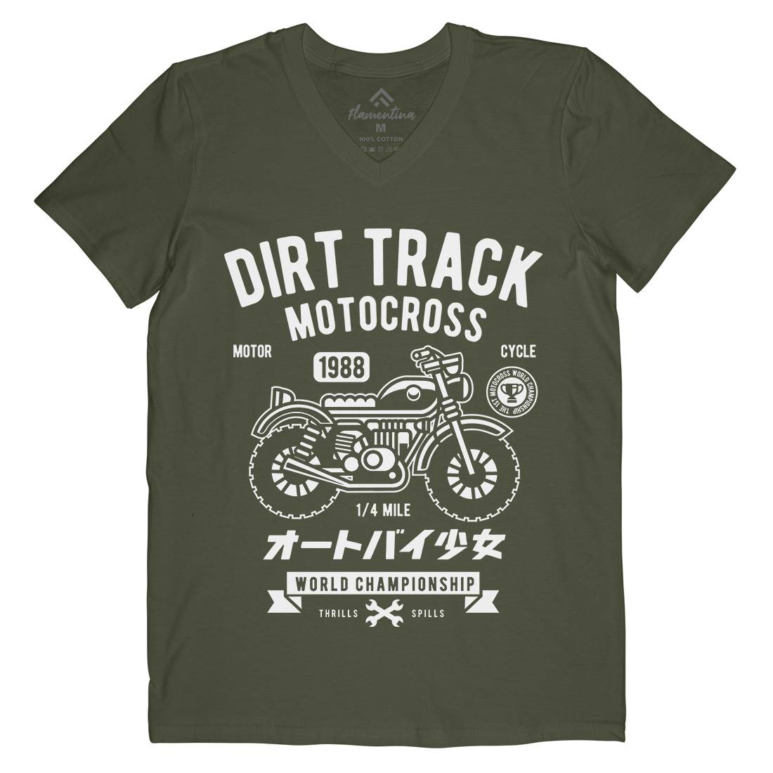 Dirt Track Mens Organic V-Neck T-Shirt Motorcycles A224