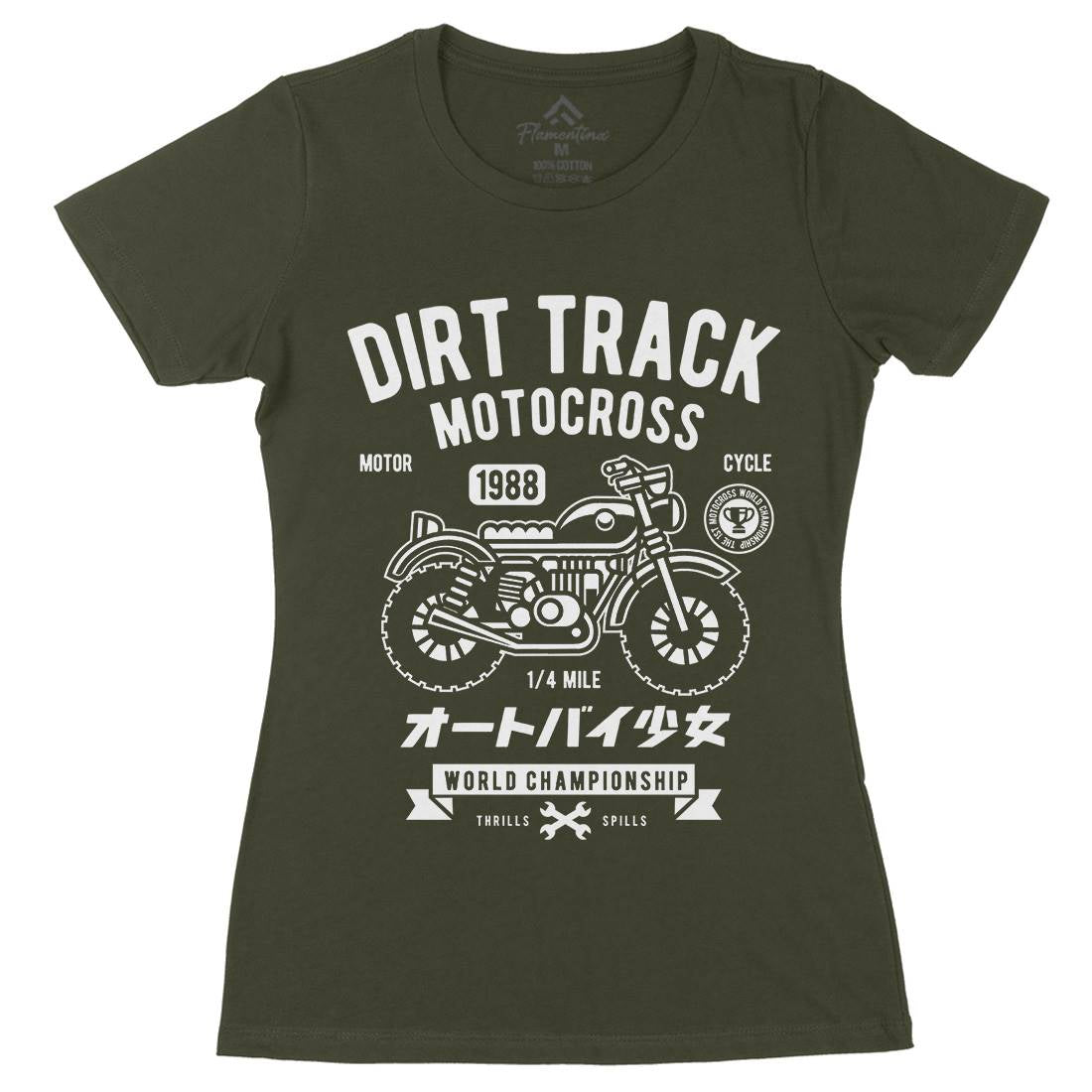 Dirt Track Womens Organic Crew Neck T-Shirt Motorcycles A224