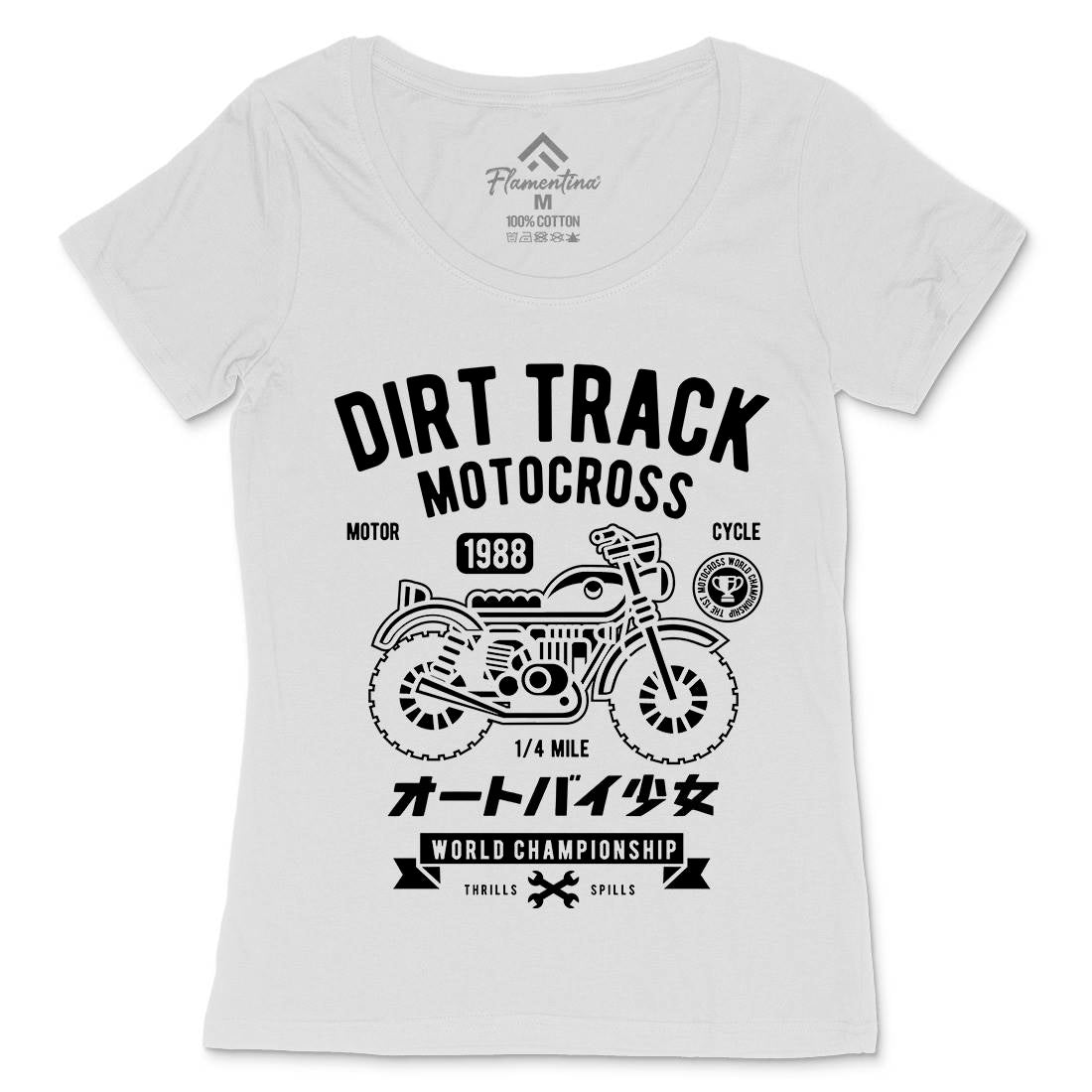 Dirt Track Womens Scoop Neck T-Shirt Motorcycles A224