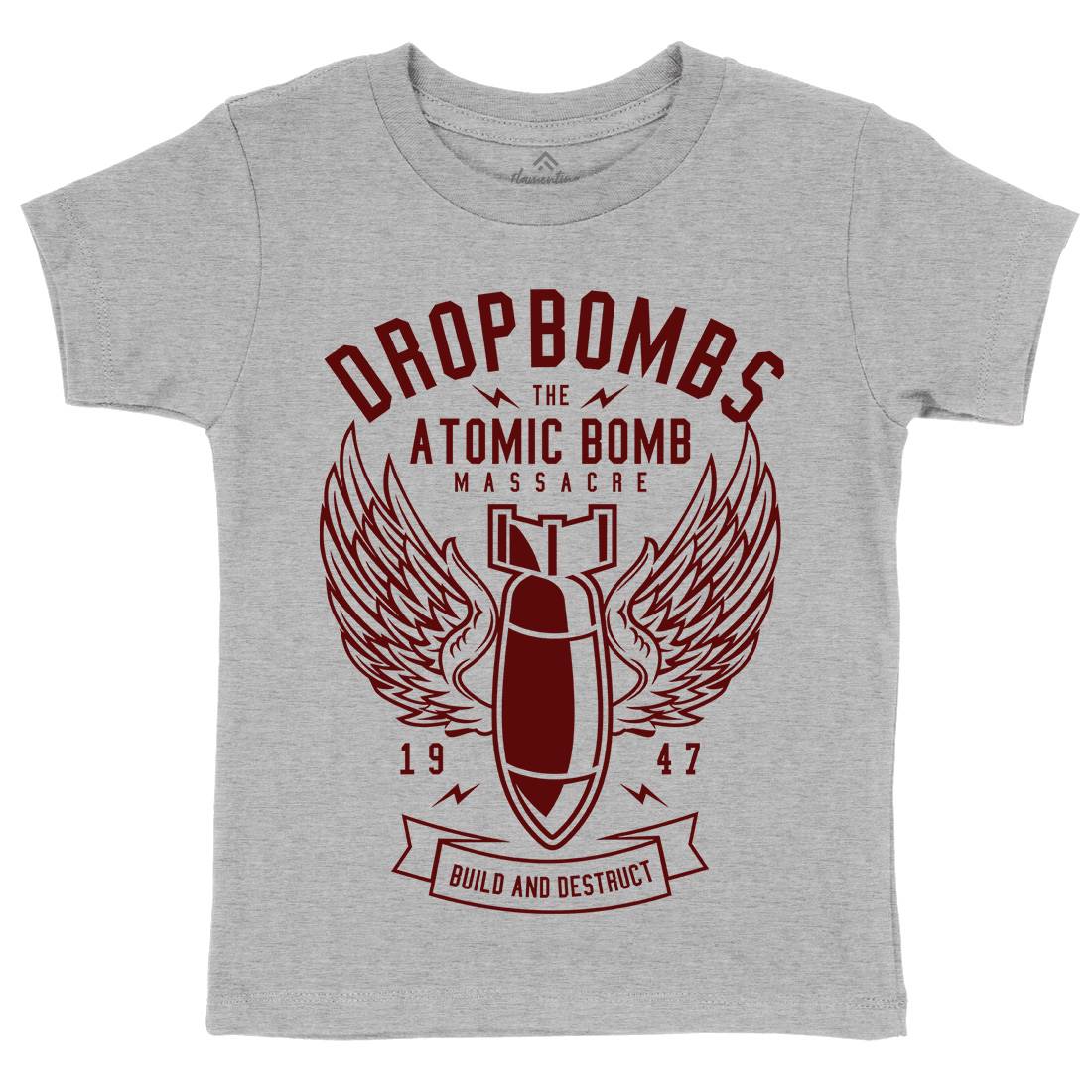 Drop Bombs Kids Crew Neck T-Shirt Army A225