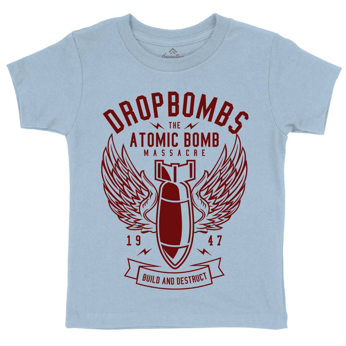 Drop Bombs Kids Organic Crew Neck T-Shirt Army A225
