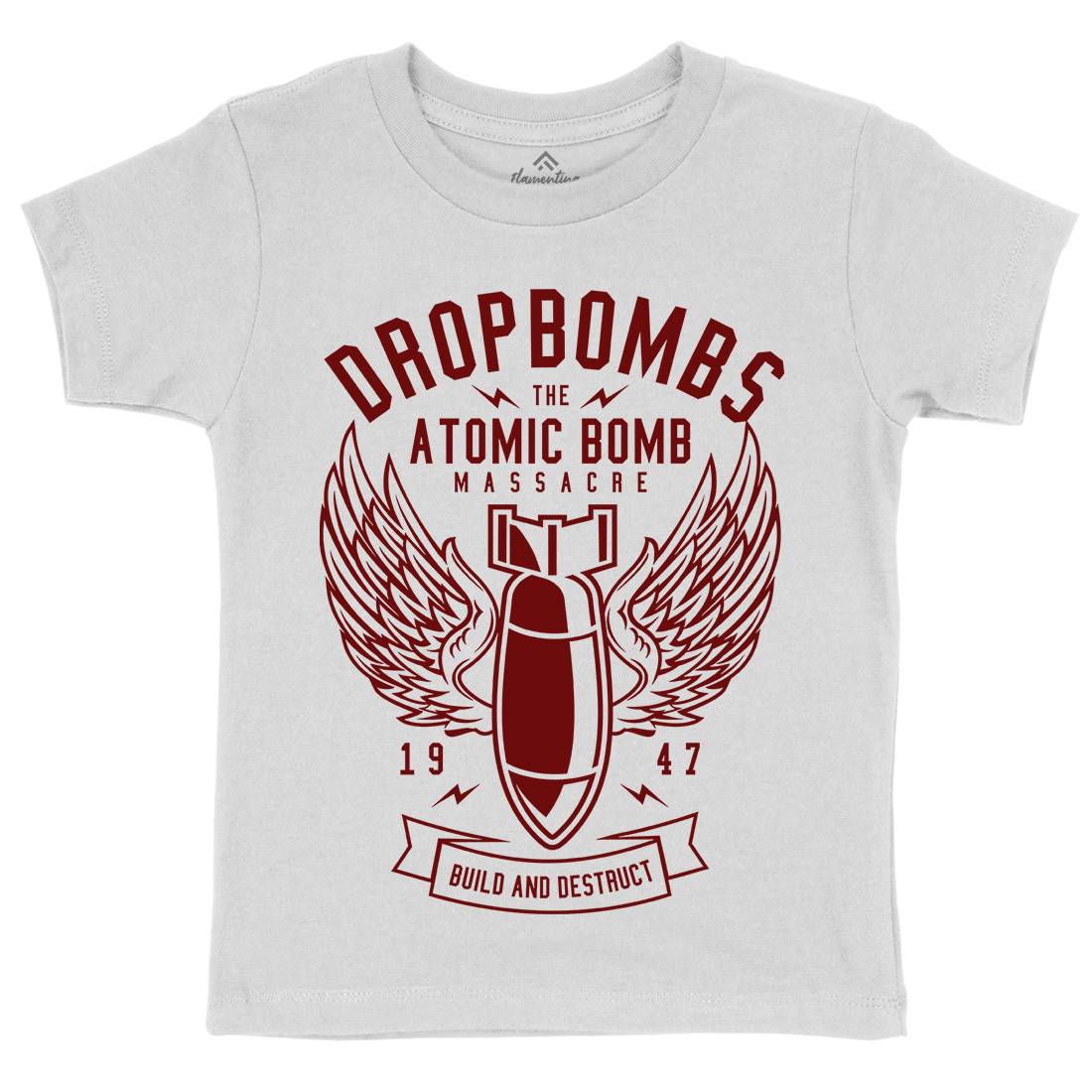 Drop Bombs Kids Organic Crew Neck T-Shirt Army A225