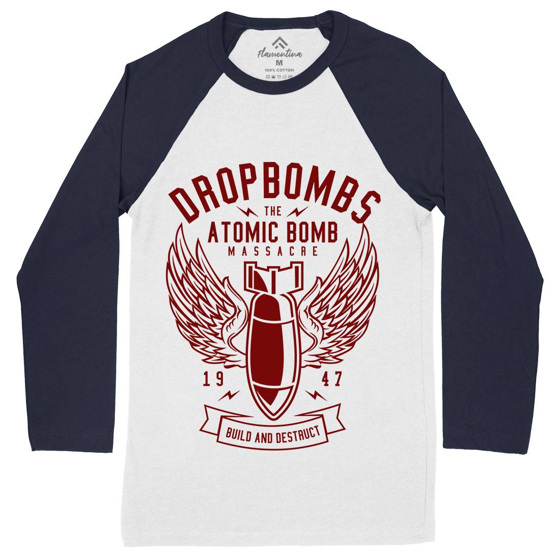 Drop Bombs Mens Long Sleeve Baseball T-Shirt Army A225