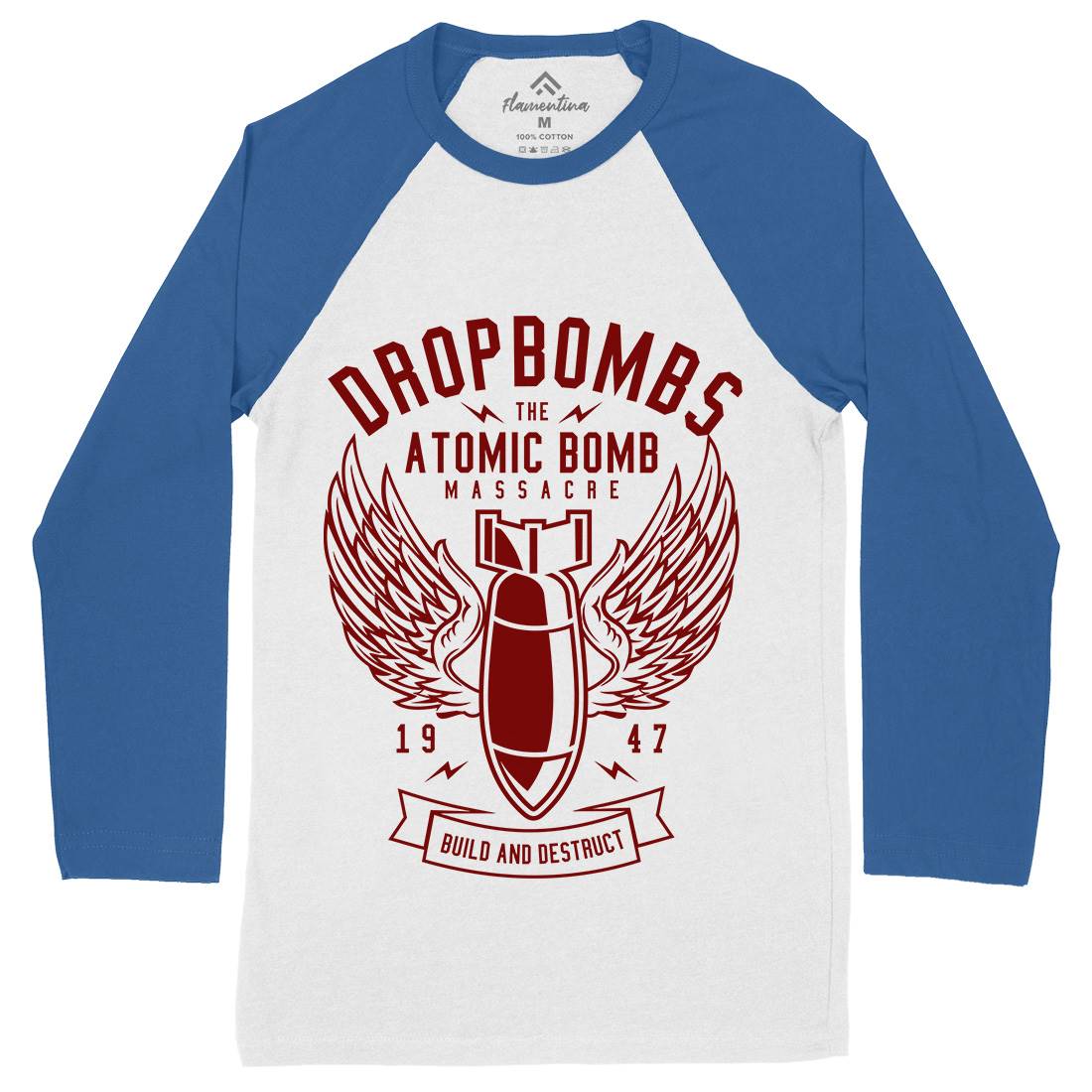 Drop Bombs Mens Long Sleeve Baseball T-Shirt Army A225