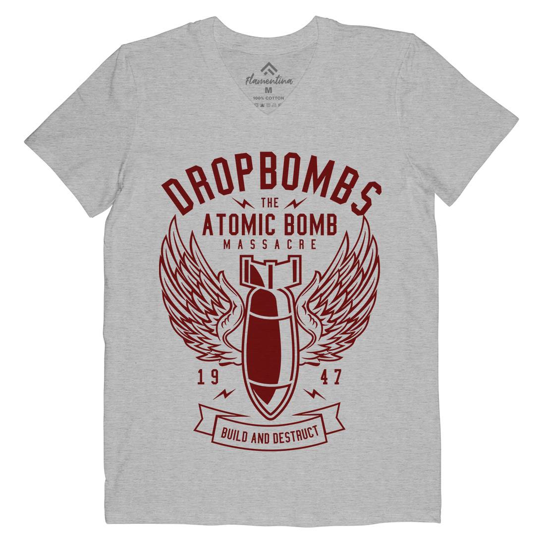 Drop Bombs Mens Organic V-Neck T-Shirt Army A225