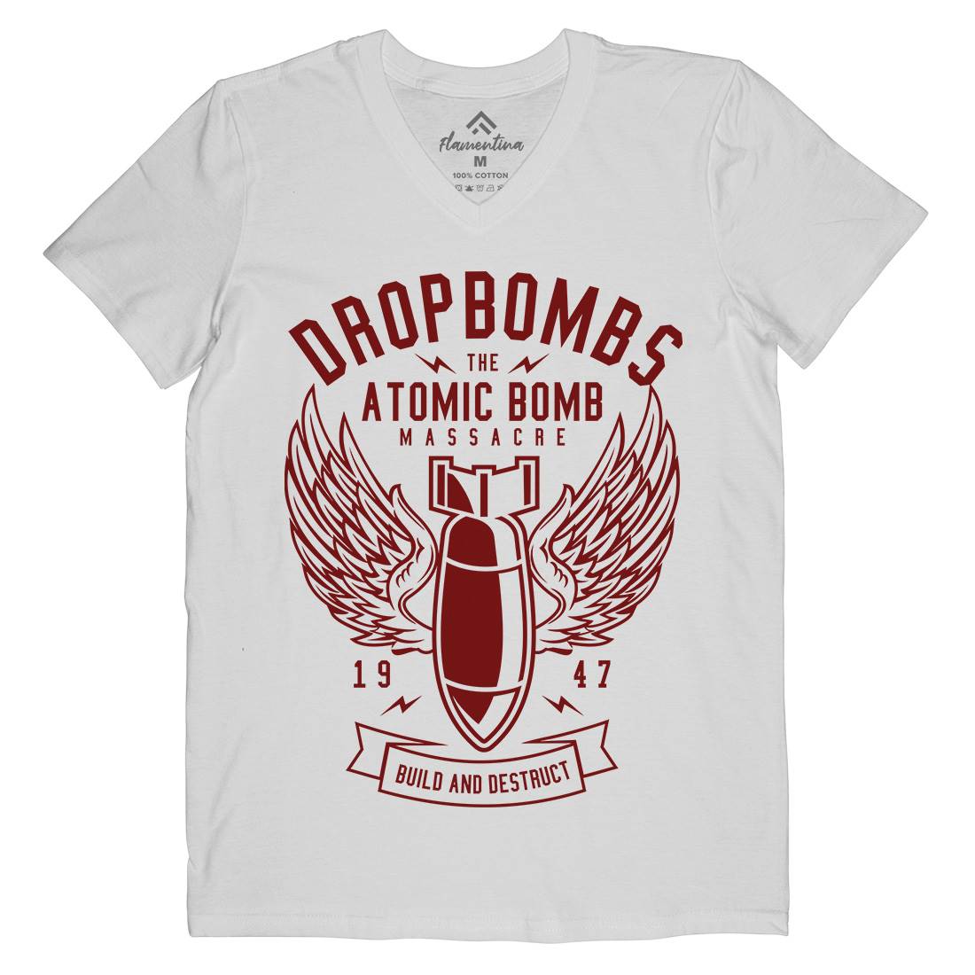 Drop Bombs Mens Organic V-Neck T-Shirt Army A225