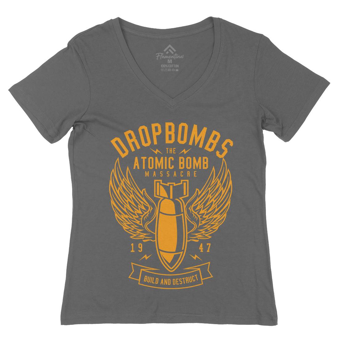 Drop Bombs Womens Organic V-Neck T-Shirt Army A225