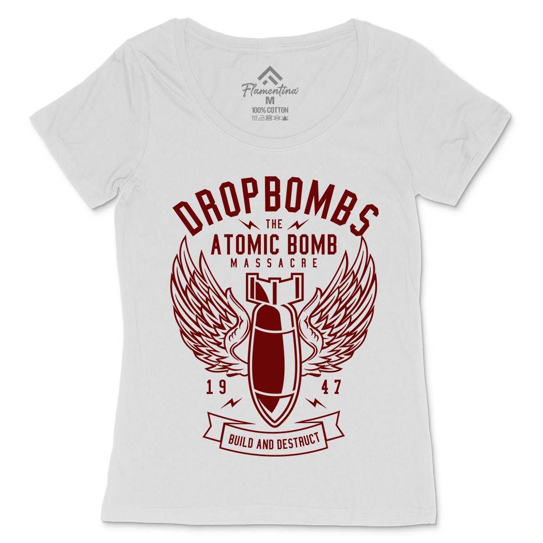 Drop Bombs Womens Scoop Neck T-Shirt Army A225