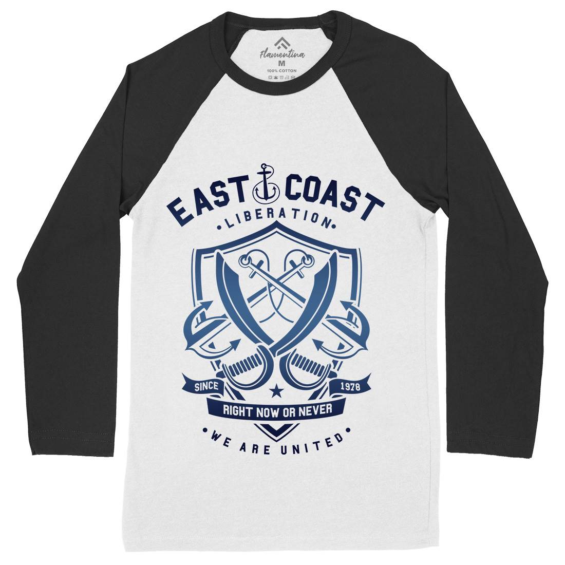 East Coast Anchor Mens Long Sleeve Baseball T-Shirt Navy A226