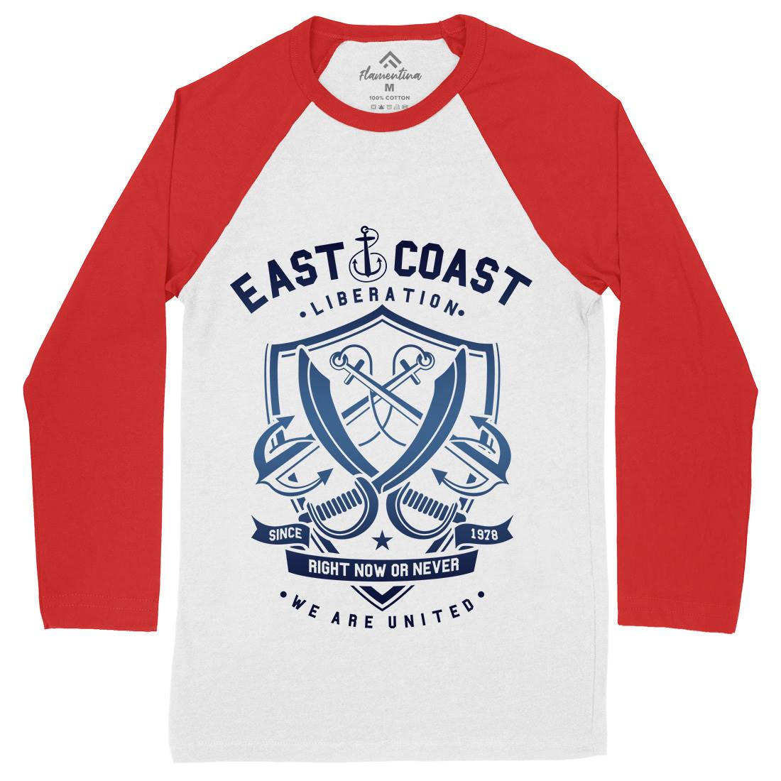 East Coast Anchor Mens Long Sleeve Baseball T-Shirt Navy A226