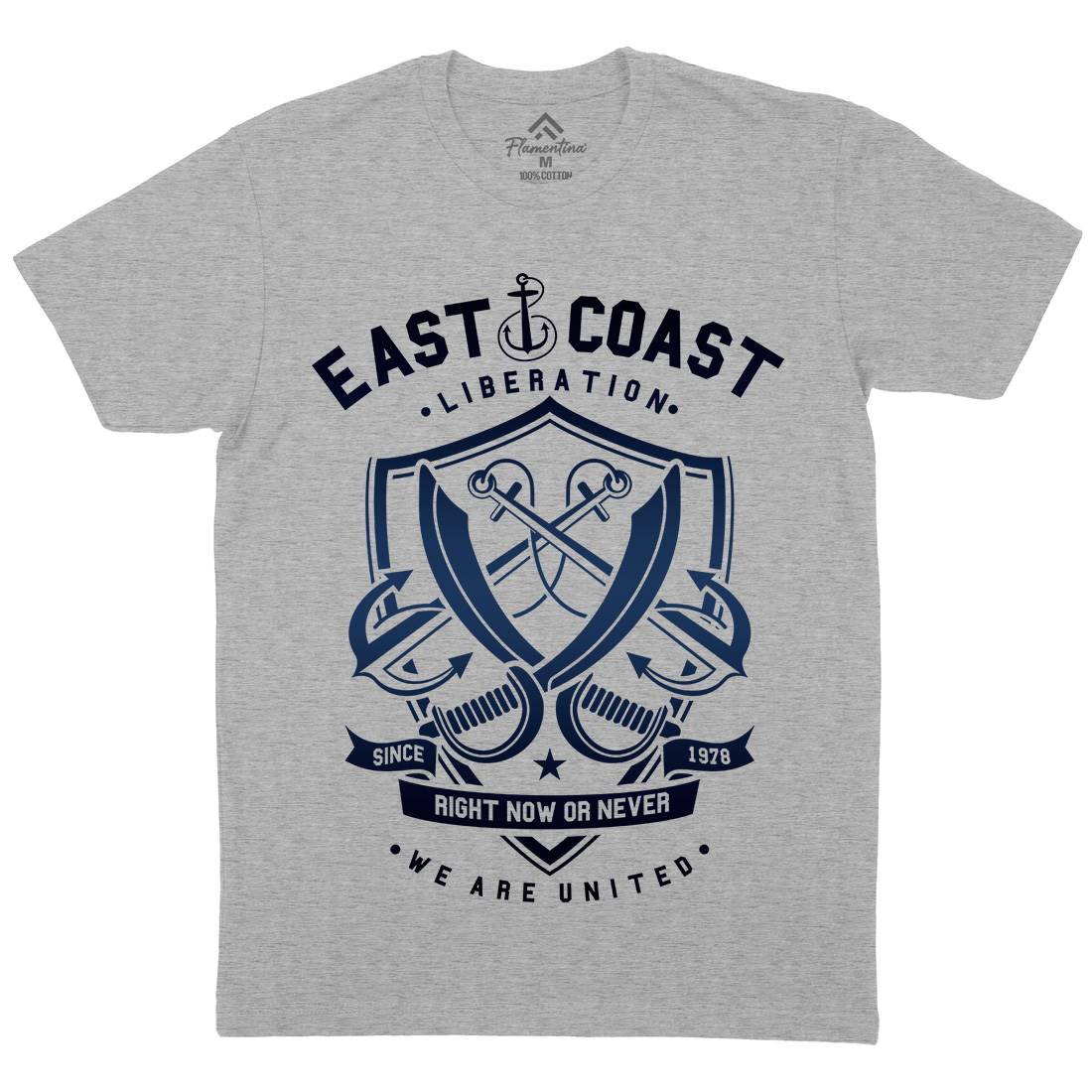 East Coast Anchor Mens Organic Crew Neck T-Shirt Navy A226