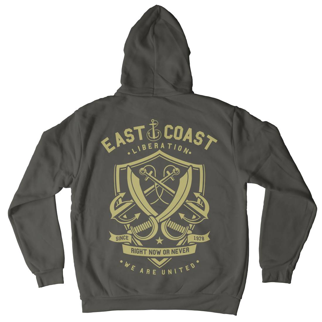 East Coast Anchor Mens Hoodie With Pocket Navy A226