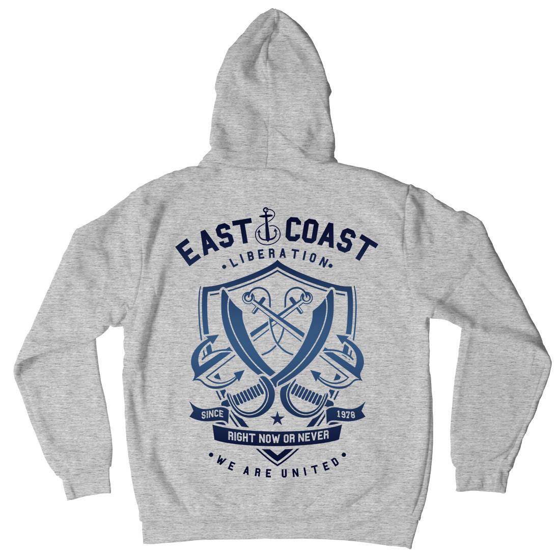 East Coast Anchor Mens Hoodie With Pocket Navy A226