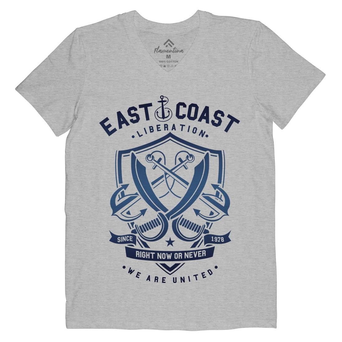 East Coast Anchor Mens Organic V-Neck T-Shirt Navy A226