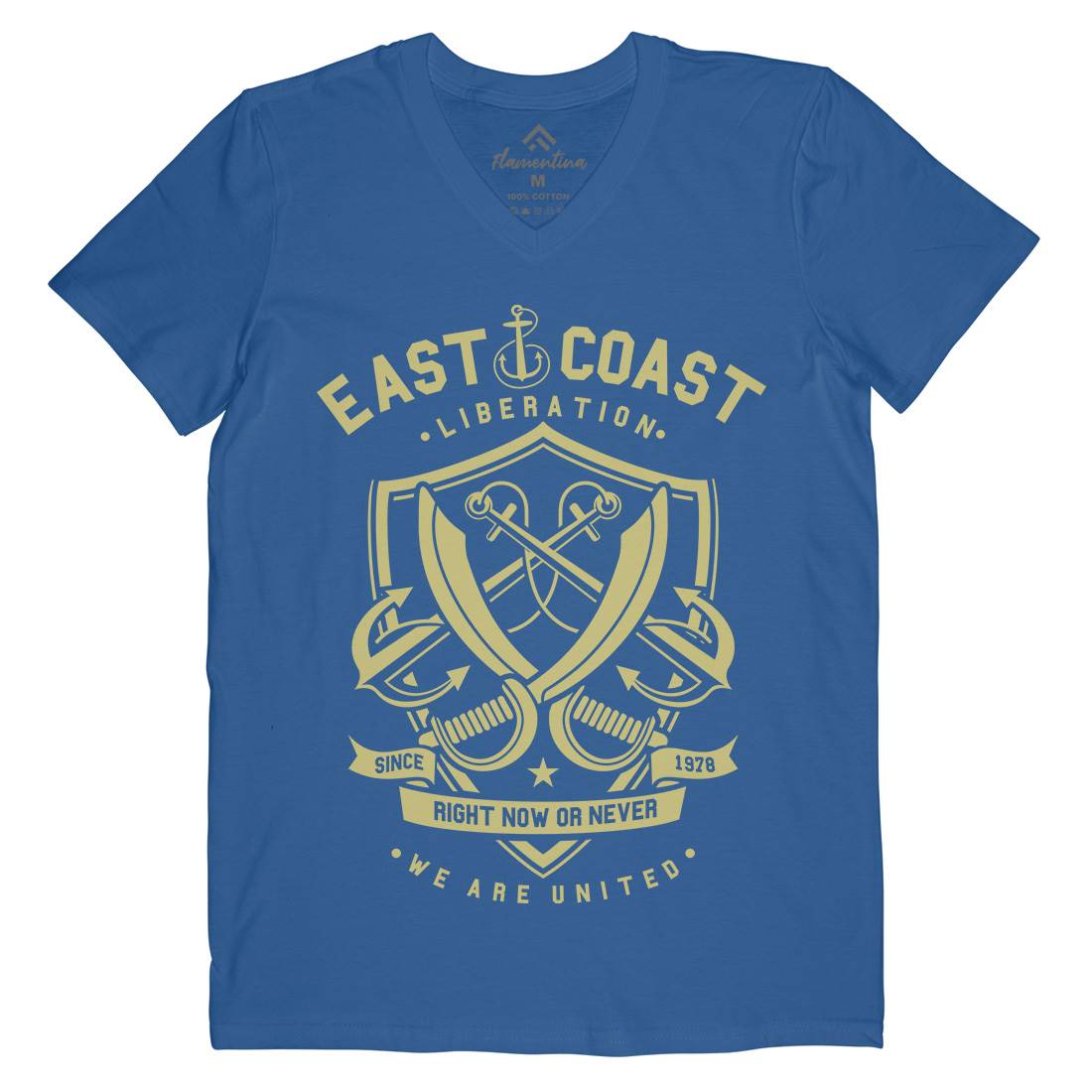 East Coast Anchor Mens V-Neck T-Shirt Navy A226