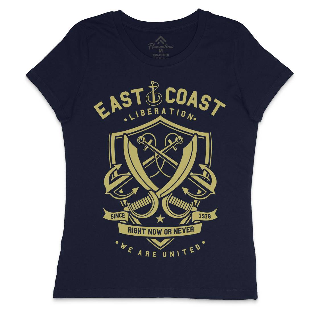 East Coast Anchor Womens Crew Neck T-Shirt Navy A226