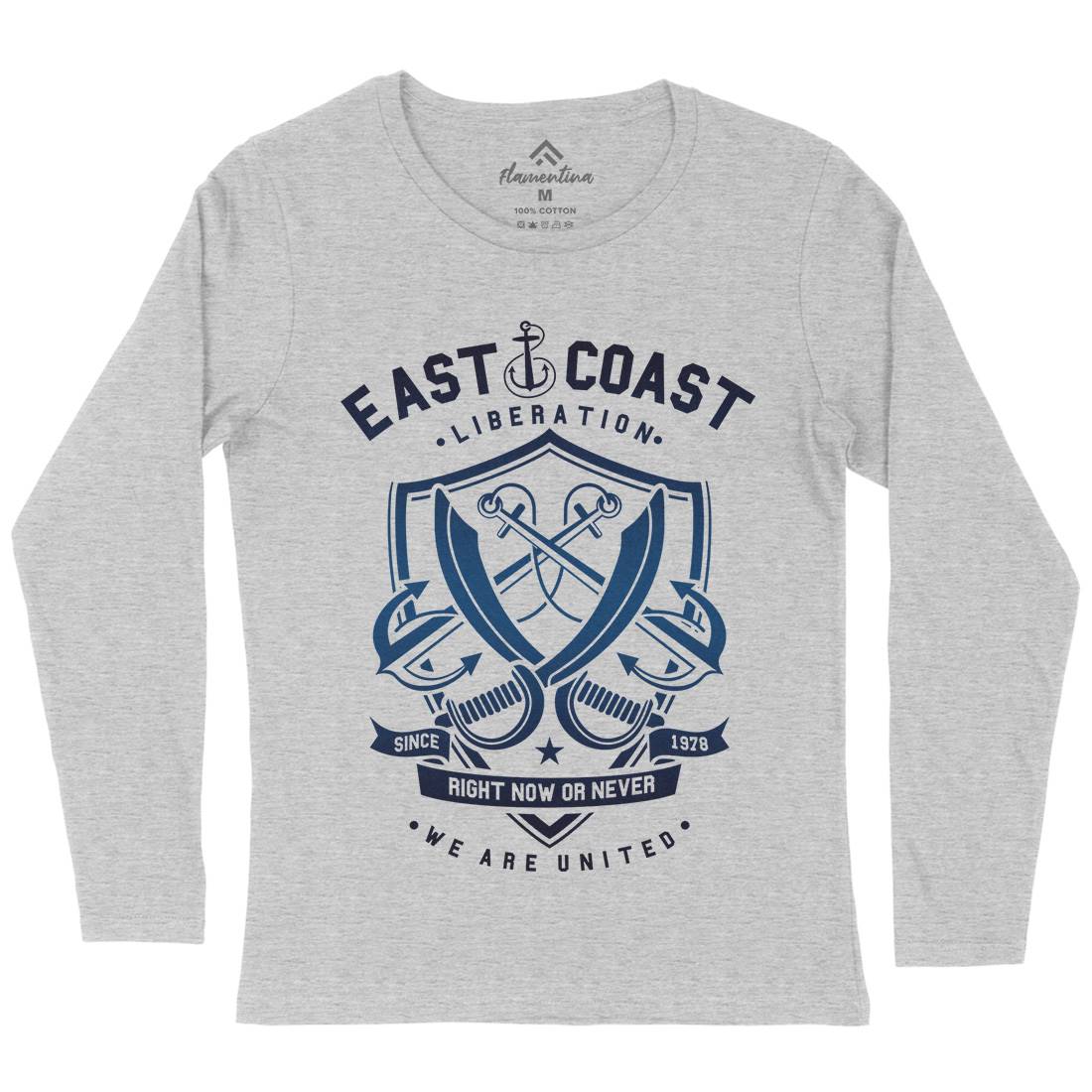 East Coast Anchor Womens Long Sleeve T-Shirt Navy A226