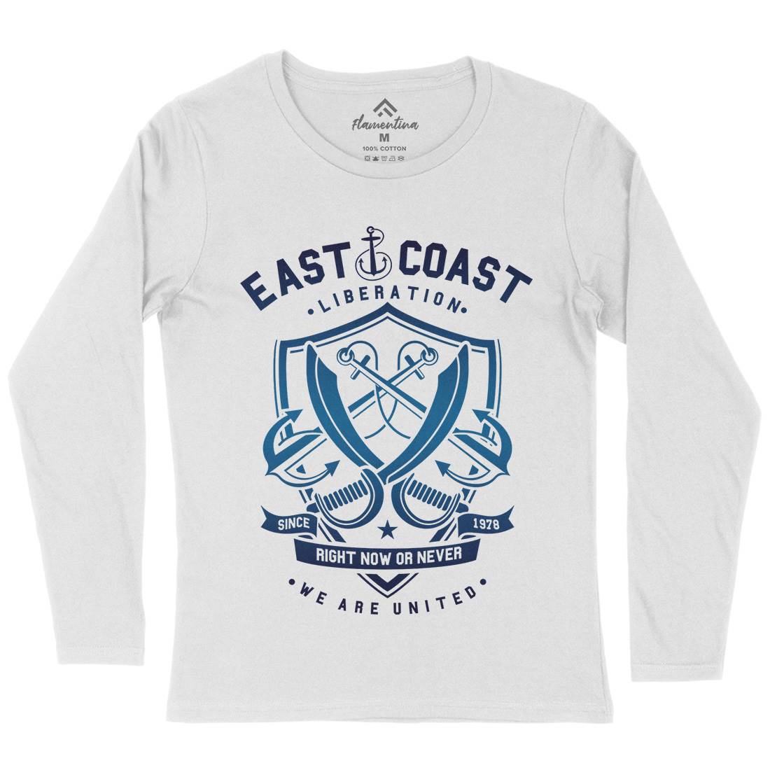 East Coast Anchor Womens Long Sleeve T-Shirt Navy A226