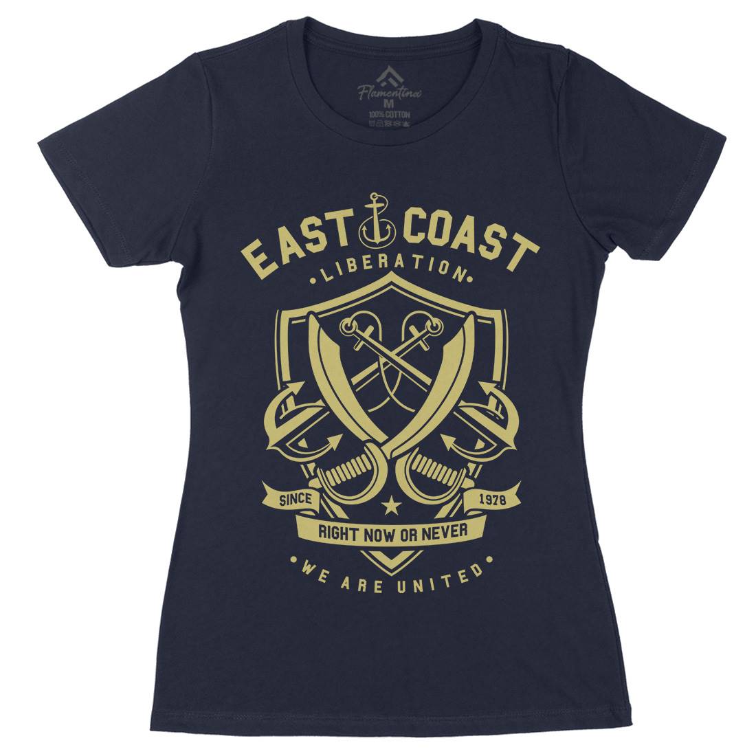 East Coast Anchor Womens Organic Crew Neck T-Shirt Navy A226