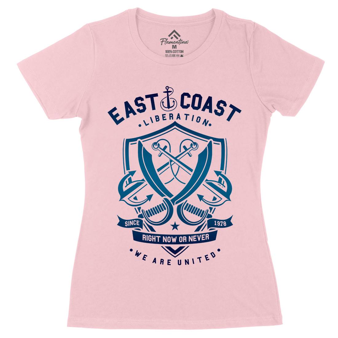 East Coast Anchor Womens Organic Crew Neck T-Shirt Navy A226