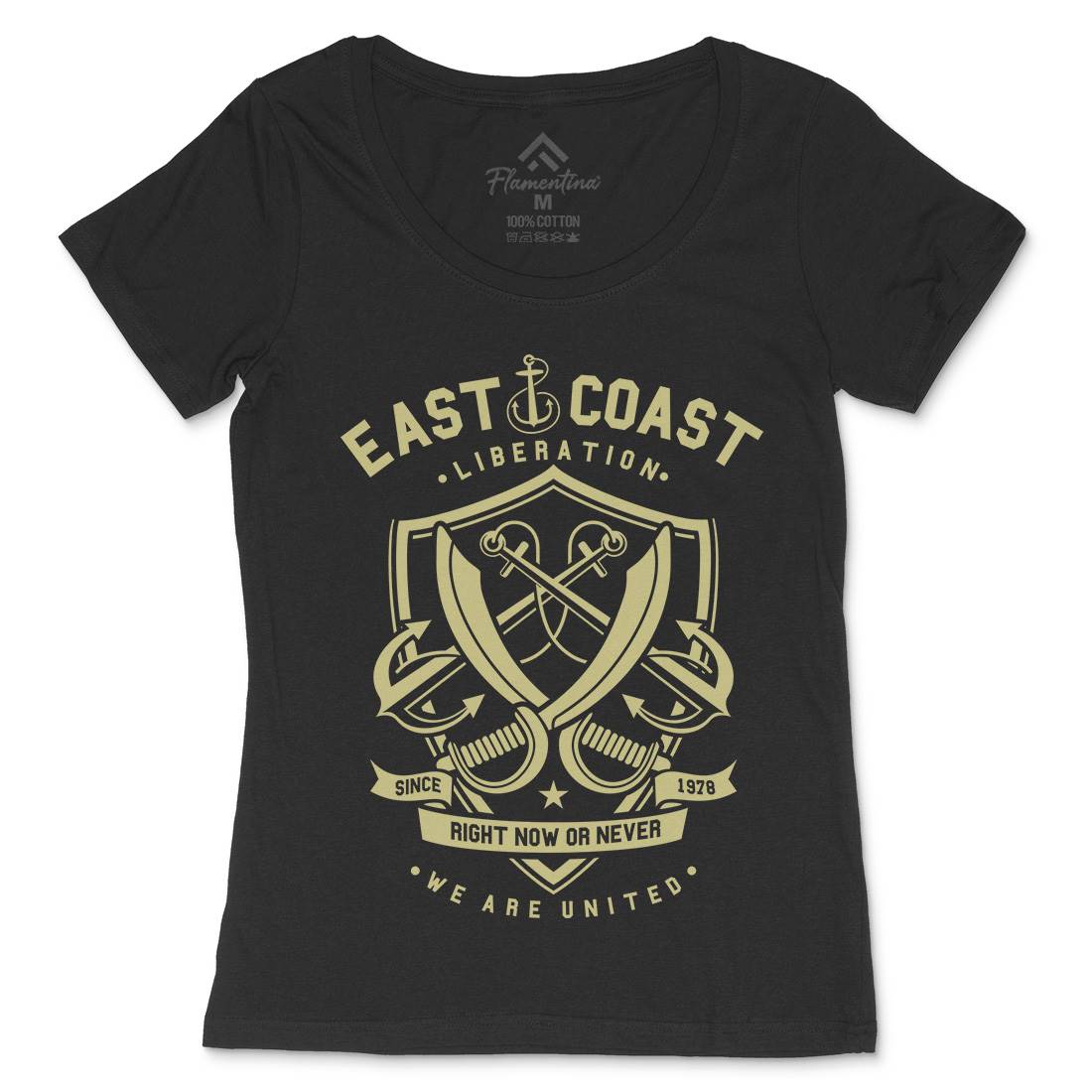 East Coast Anchor Womens Scoop Neck T-Shirt Navy A226