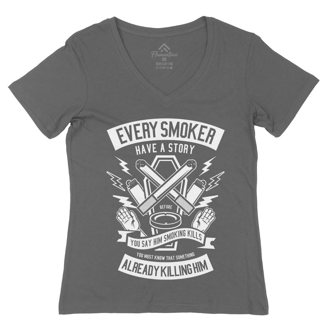 Every Smoker Womens Organic V-Neck T-Shirt Quotes A227