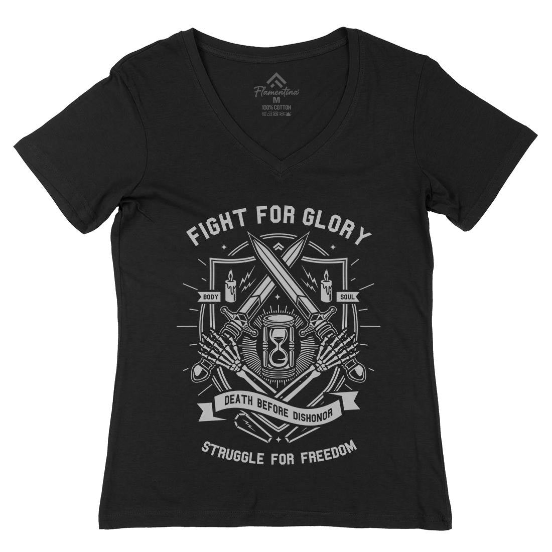 Fight For Glory Womens Organic V-Neck T-Shirt Army A228