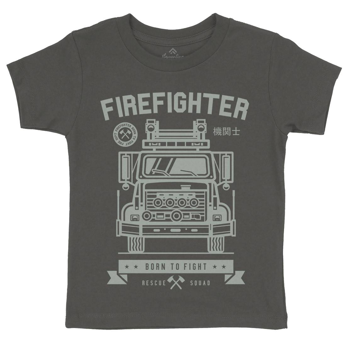 Fire Fighter Kids Organic Crew Neck T-Shirt Firefighters A229