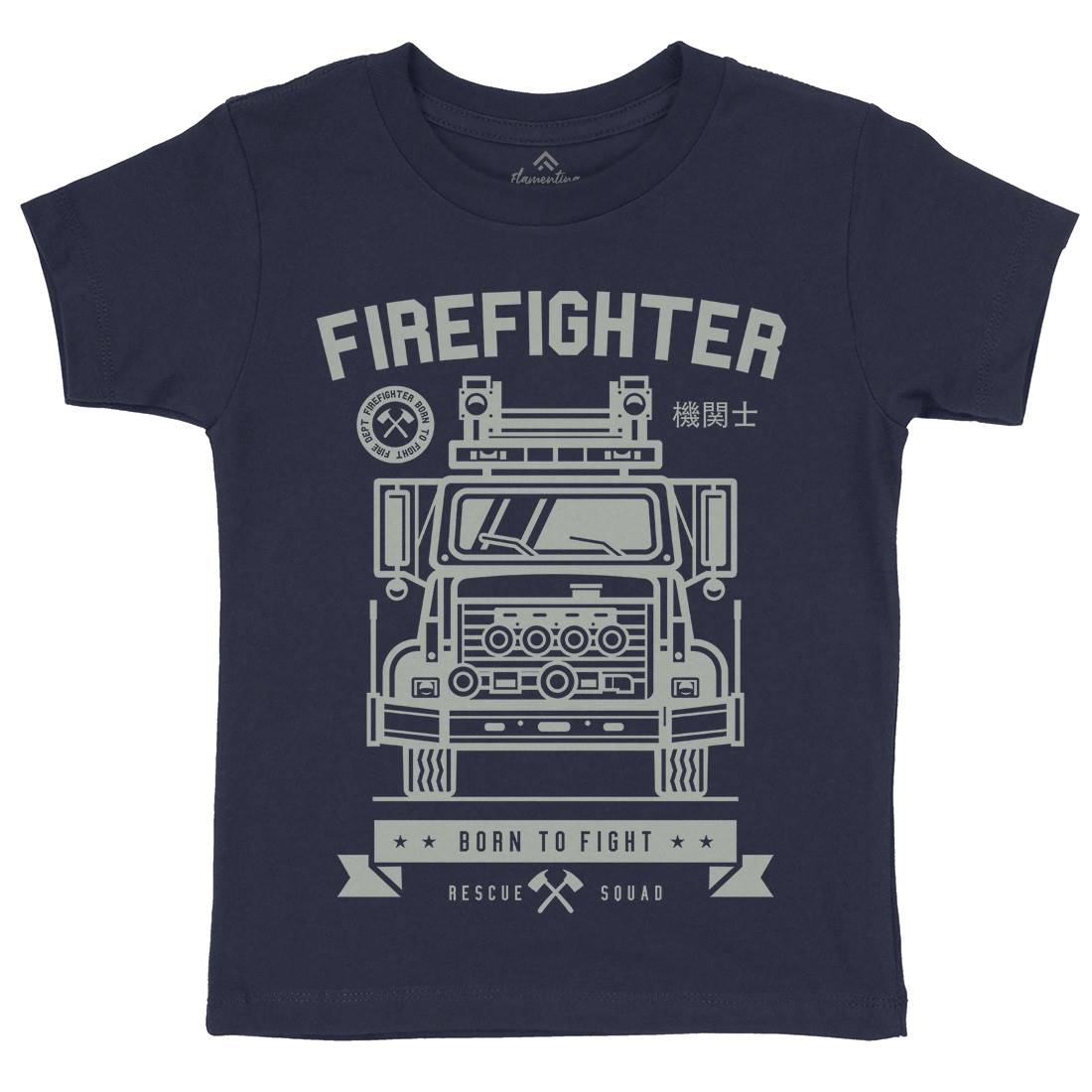 Fire Fighter Kids Crew Neck T-Shirt Firefighters A229