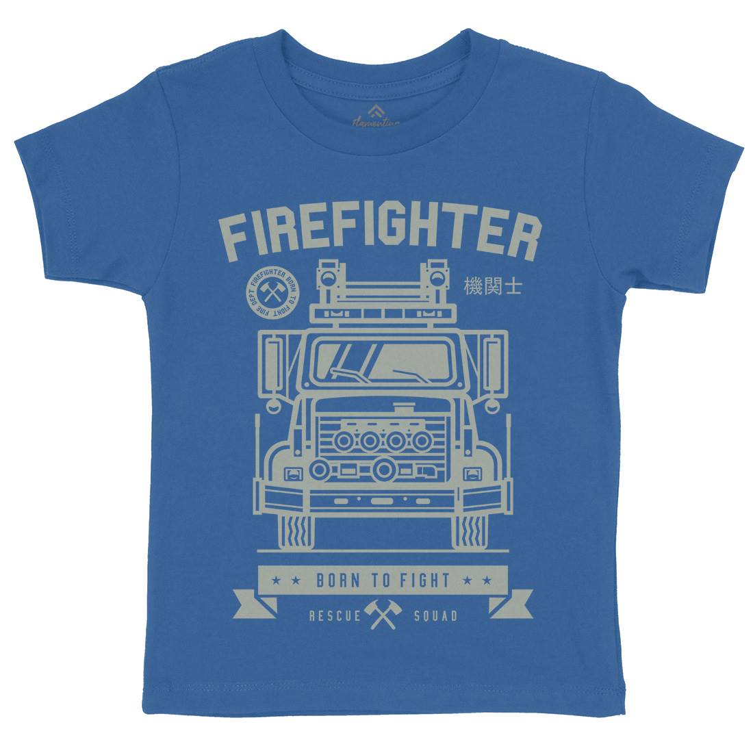 Fire Fighter Kids Crew Neck T-Shirt Firefighters A229