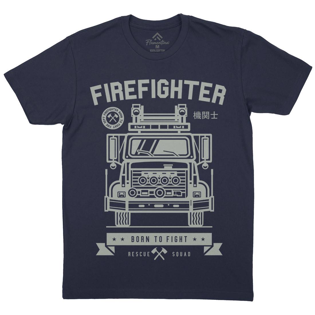 Fire Fighter Mens Crew Neck T-Shirt Firefighters A229