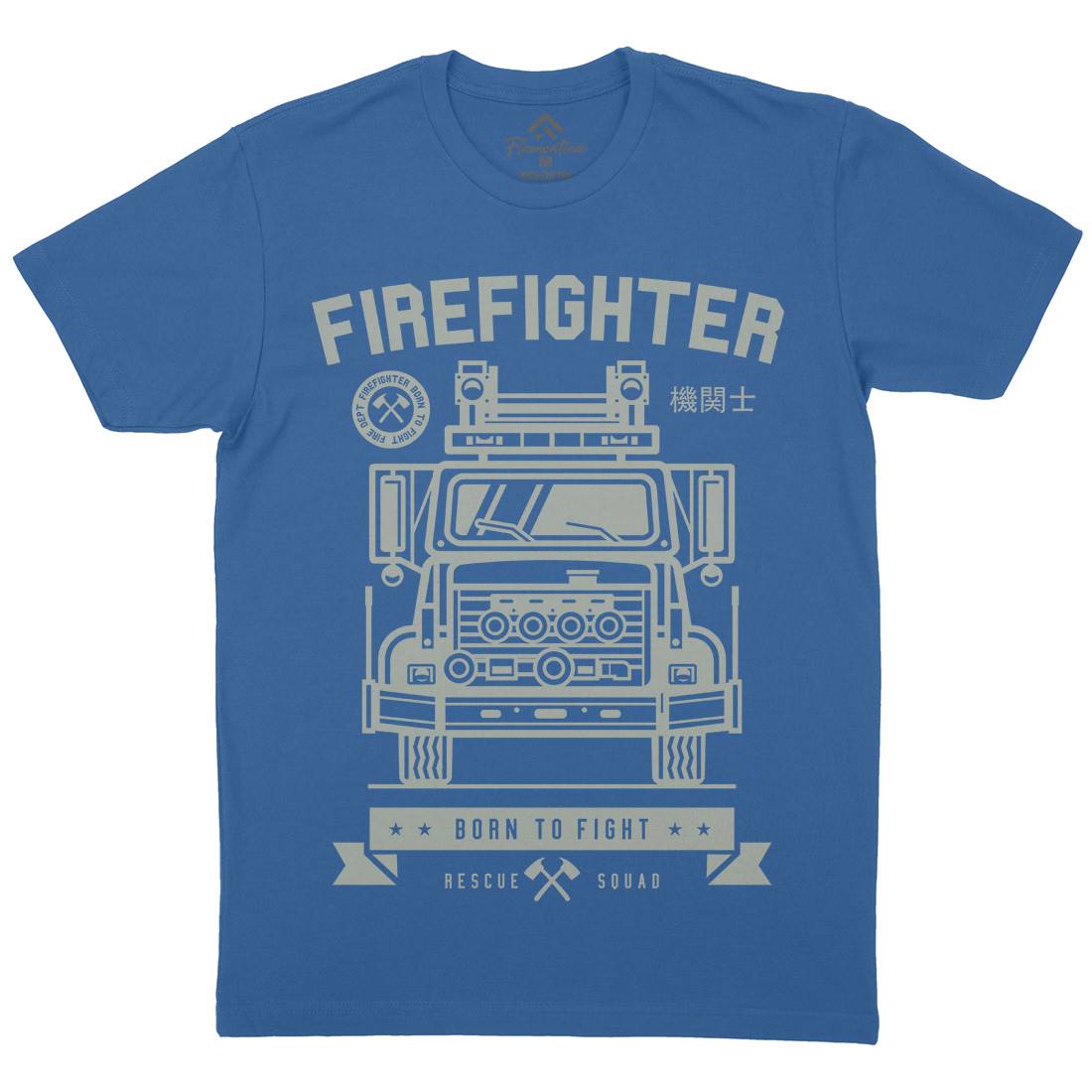 Fire Fighter Mens Organic Crew Neck T-Shirt Firefighters A229