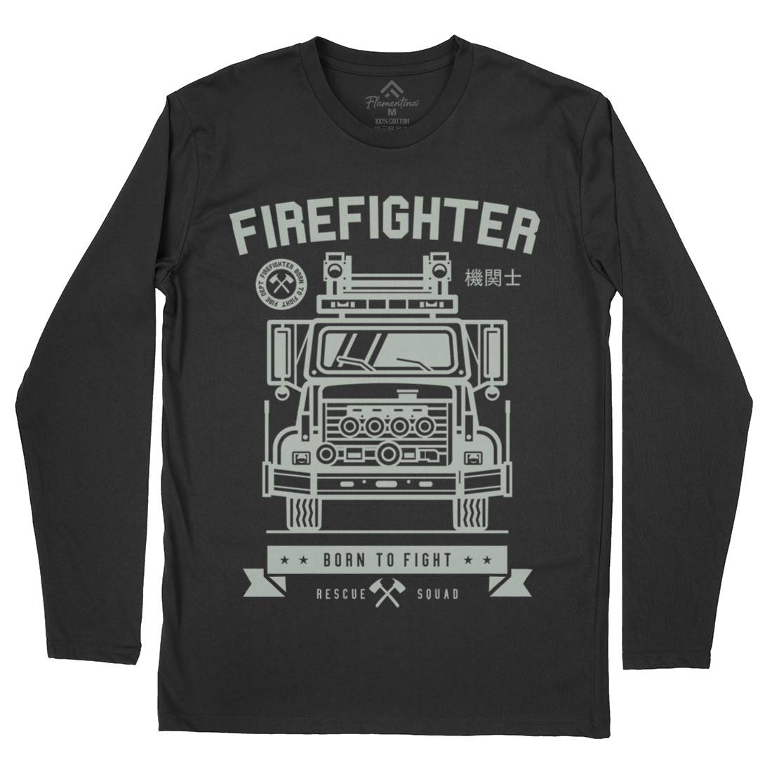 Fire Fighter Mens Long Sleeve T-Shirt Firefighters A229