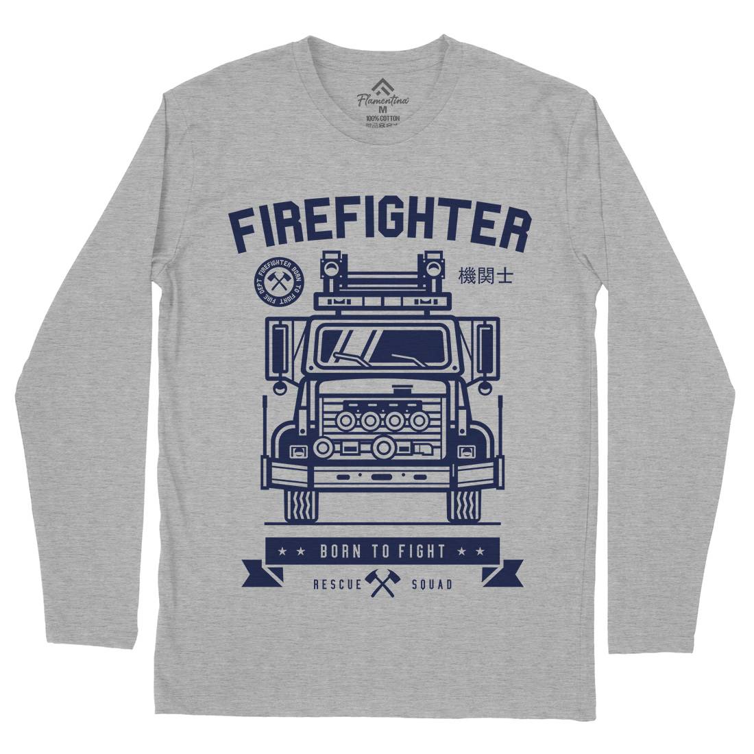 Fire Fighter Mens Long Sleeve T-Shirt Firefighters A229
