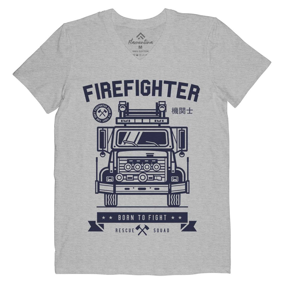 Fire Fighter Mens V-Neck T-Shirt Firefighters A229