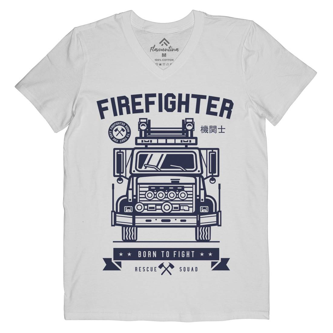 Fire Fighter Mens V-Neck T-Shirt Firefighters A229