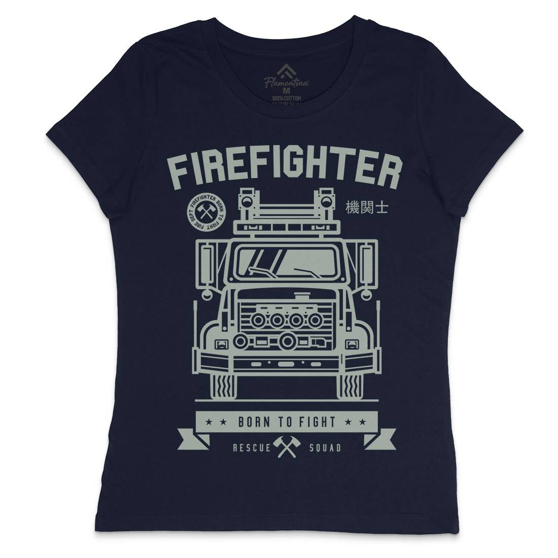 Fire Fighter Womens Crew Neck T-Shirt Firefighters A229