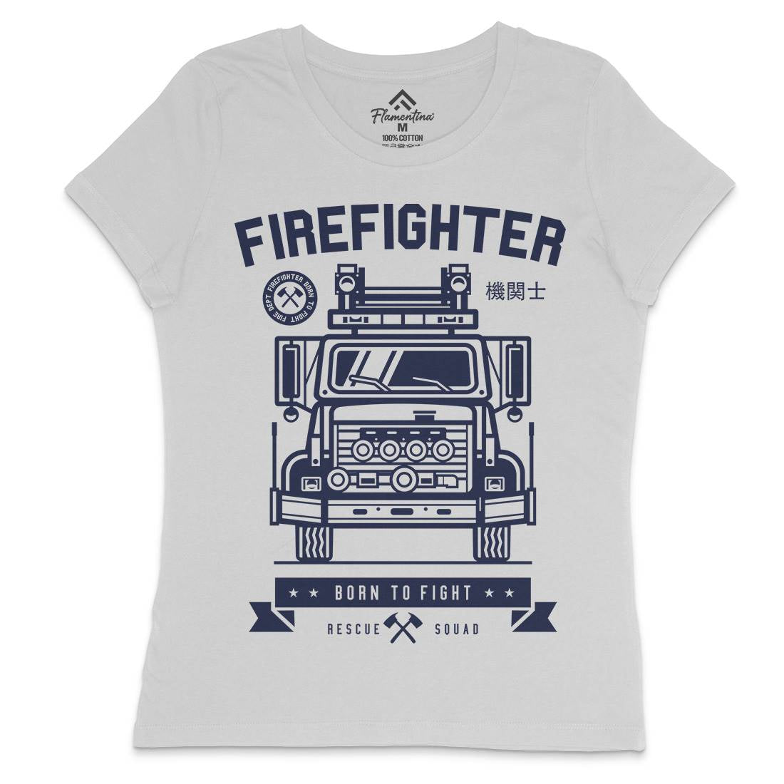 Fire Fighter Womens Crew Neck T-Shirt Firefighters A229