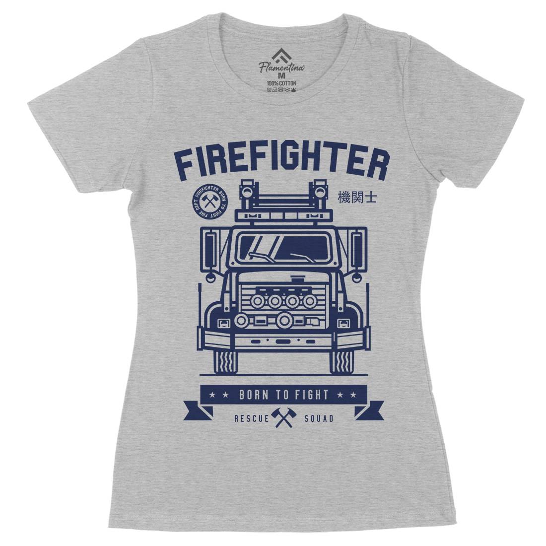 Fire Fighter Womens Organic Crew Neck T-Shirt Firefighters A229
