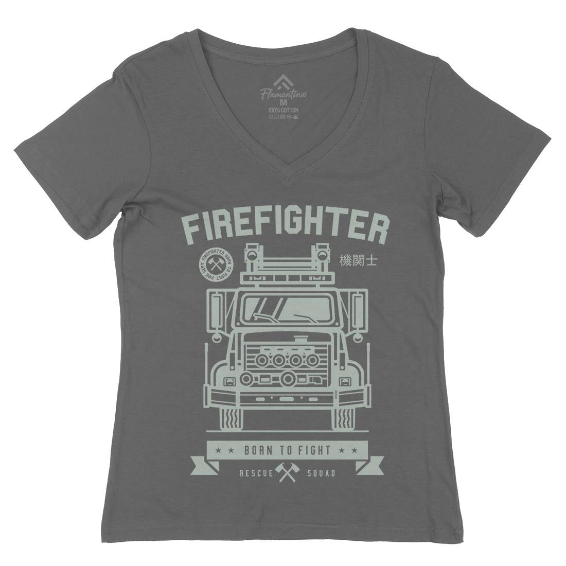 Fire Fighter Womens Organic V-Neck T-Shirt Firefighters A229