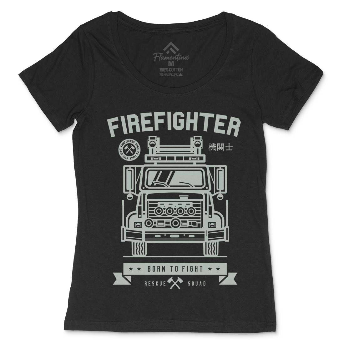 Fire Fighter Womens Scoop Neck T-Shirt Firefighters A229