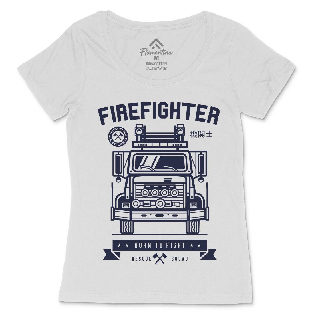 Fire Fighter Womens Scoop Neck T-Shirt Firefighters A229