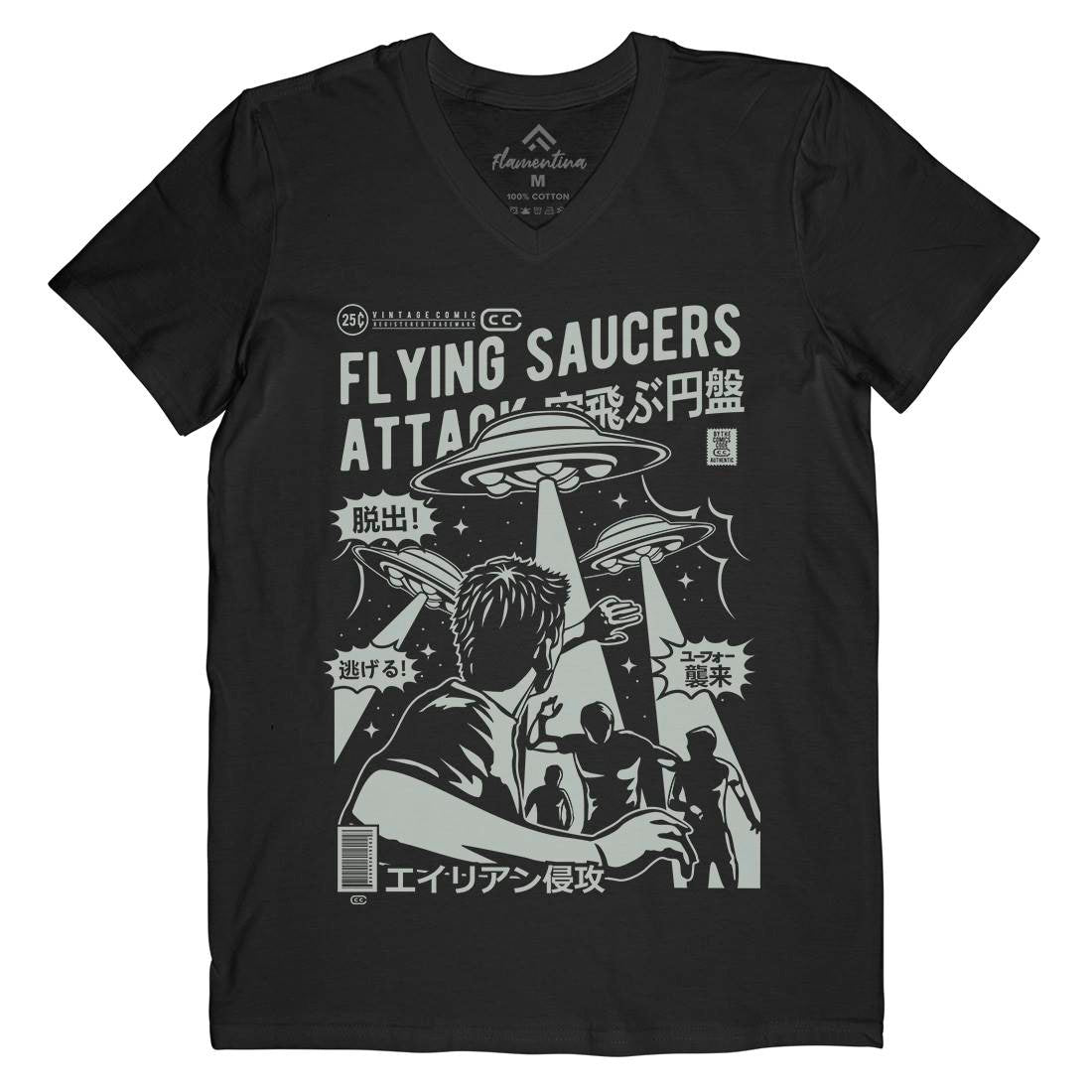 Flying Saucers Mens V-Neck T-Shirt Space A230
