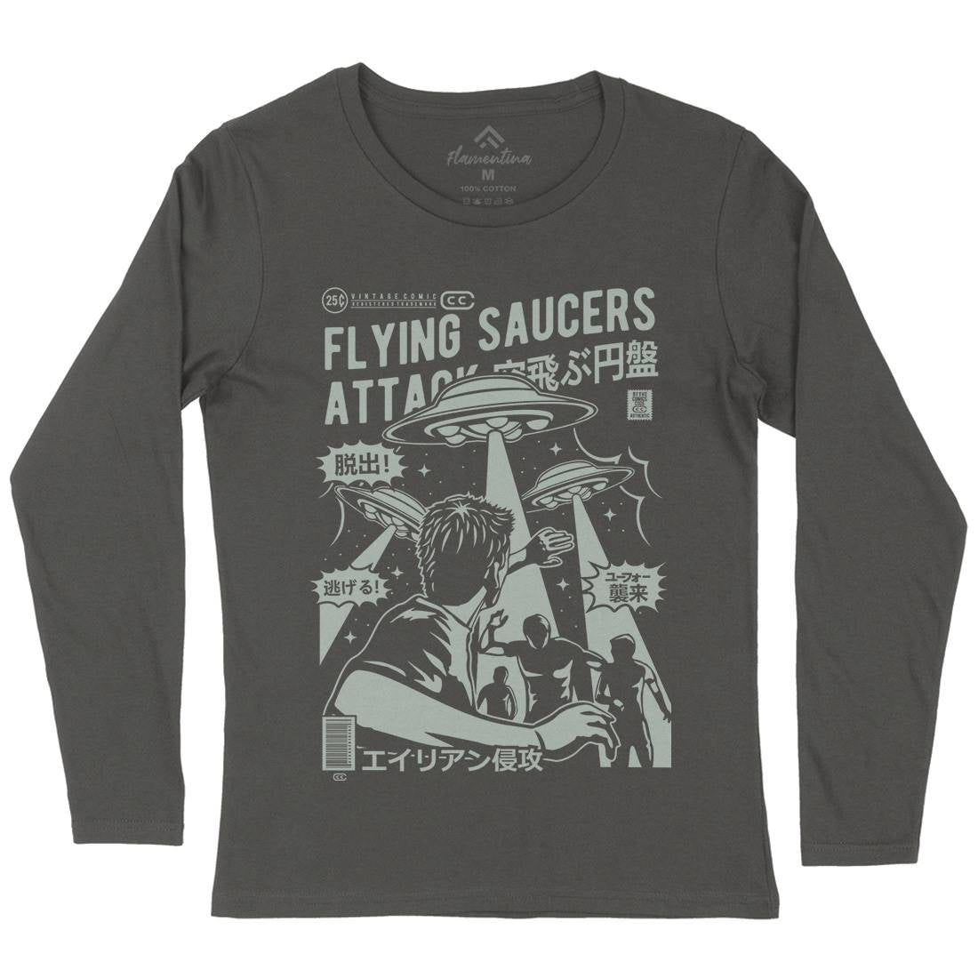 Flying Saucers Womens Long Sleeve T-Shirt Space A230