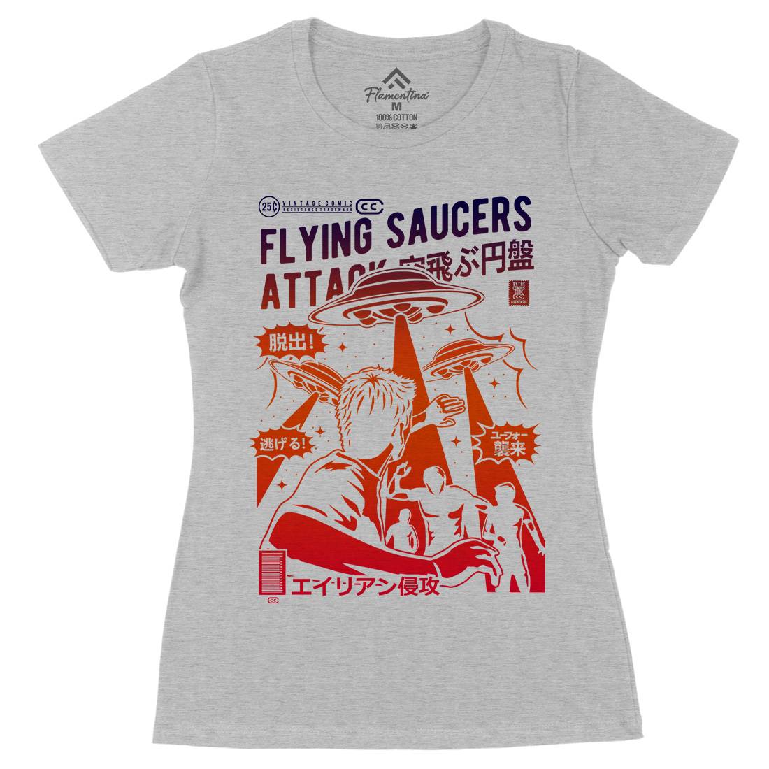 Flying Saucers Womens Organic Crew Neck T-Shirt Space A230