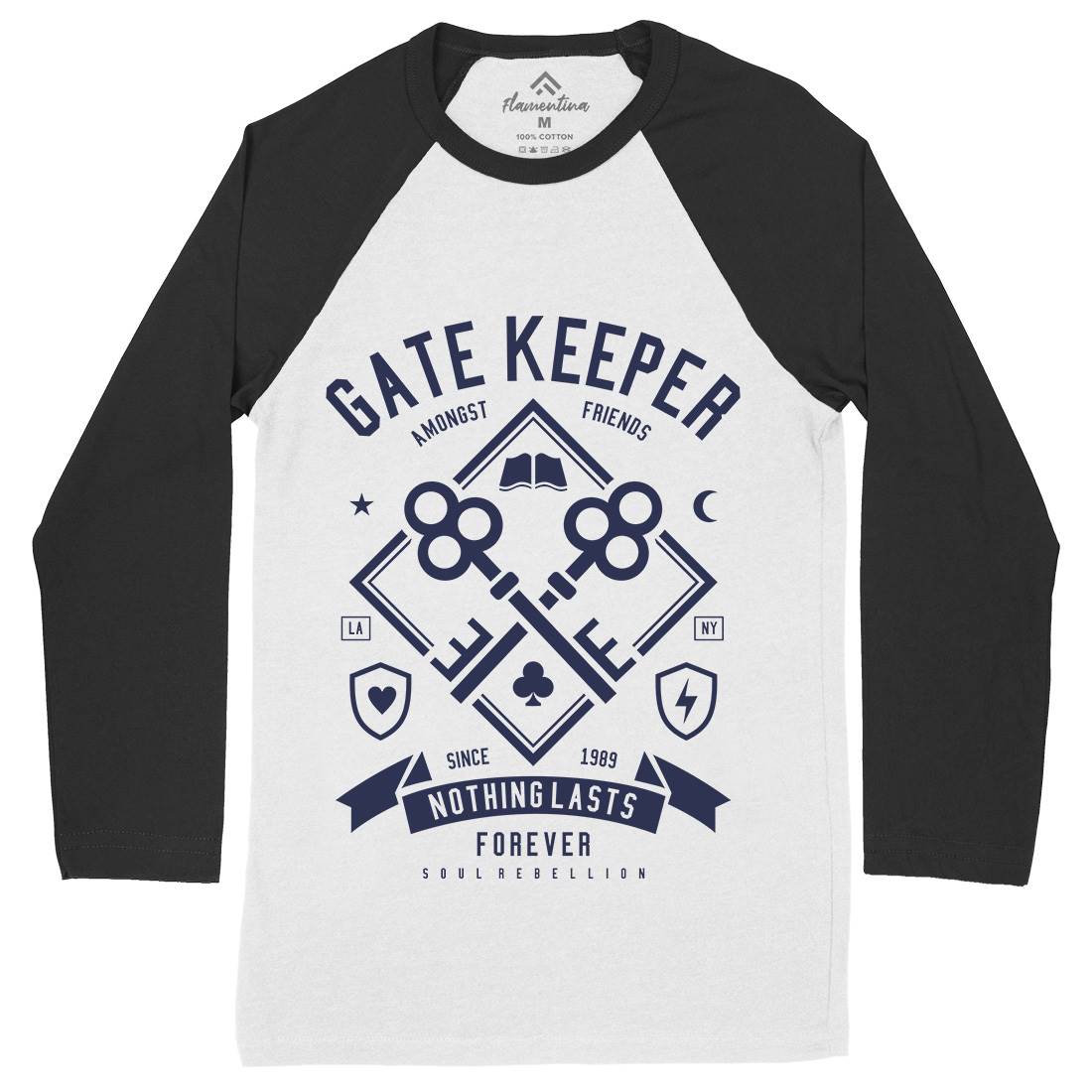 Gate Keeper Mens Long Sleeve Baseball T-Shirt Quotes A232