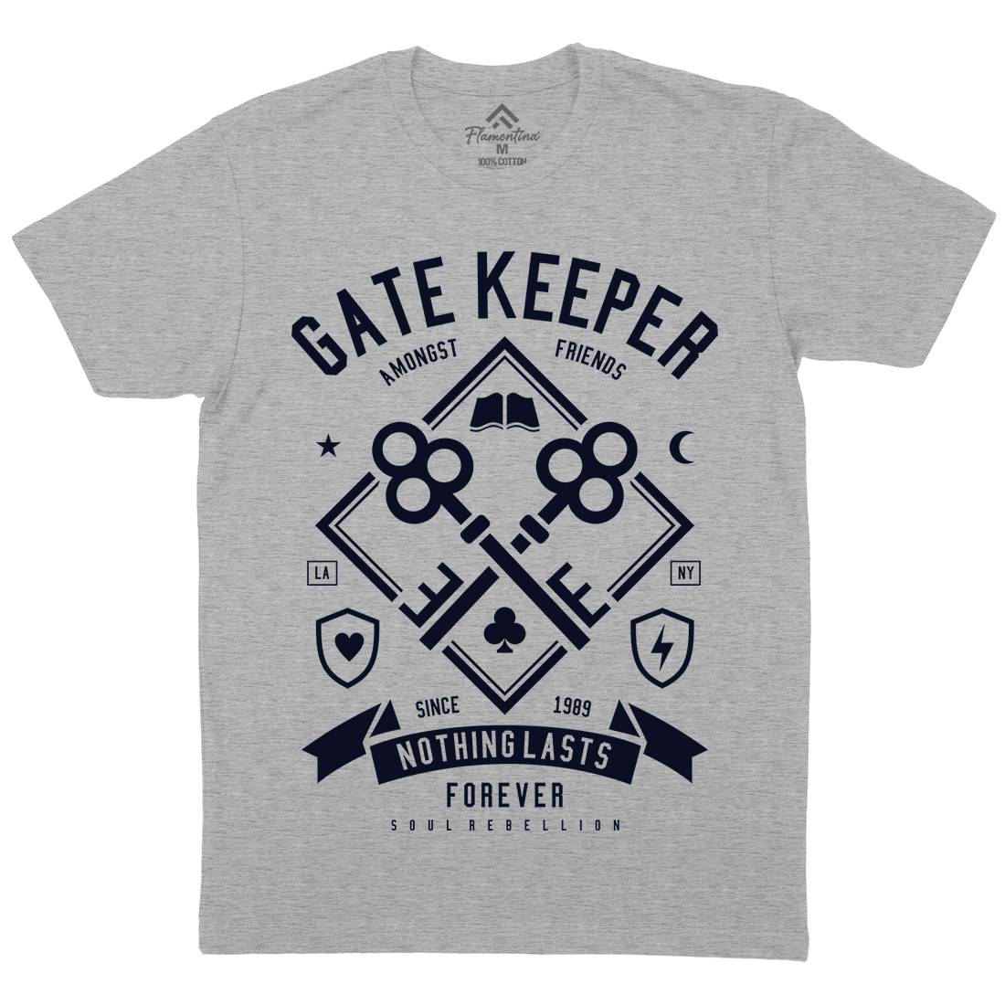 Gate Keeper Mens Organic Crew Neck T-Shirt Quotes A232